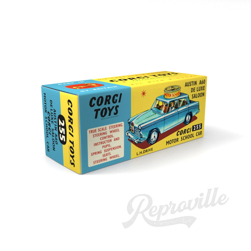 Corgi 255 - Austin A60 De Luxe Saloon Corgi Motor School Car LH Reproduction Box