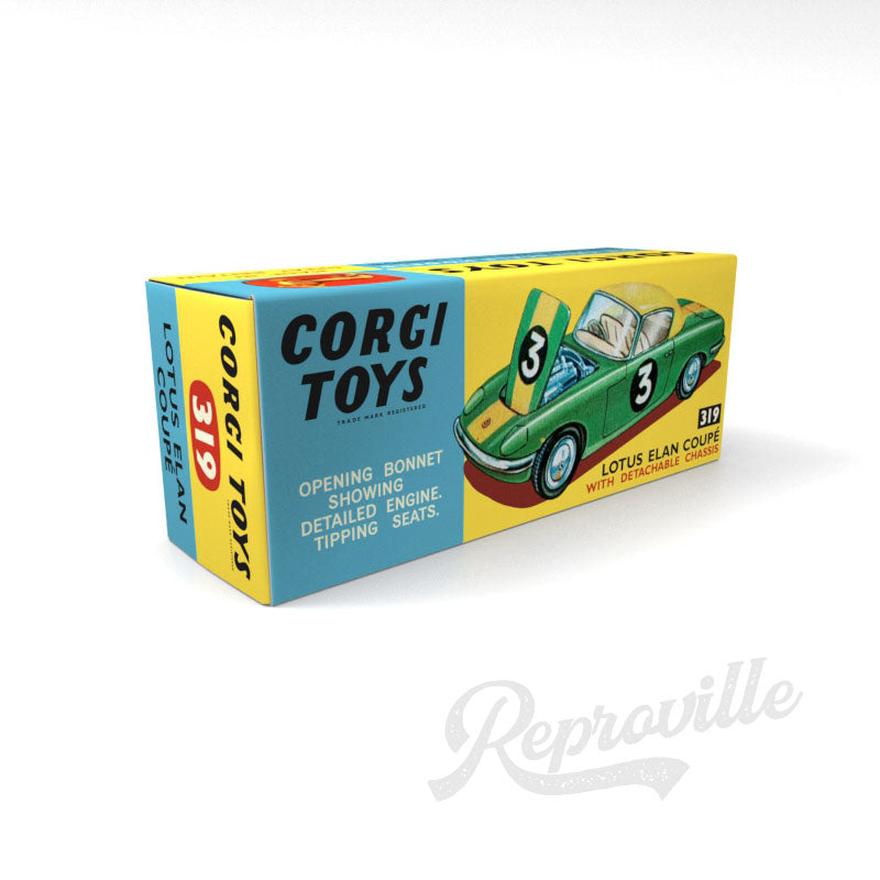 Corgi 319 - Lotus Elan Coupé with Detachable Chassis Reproduction Box