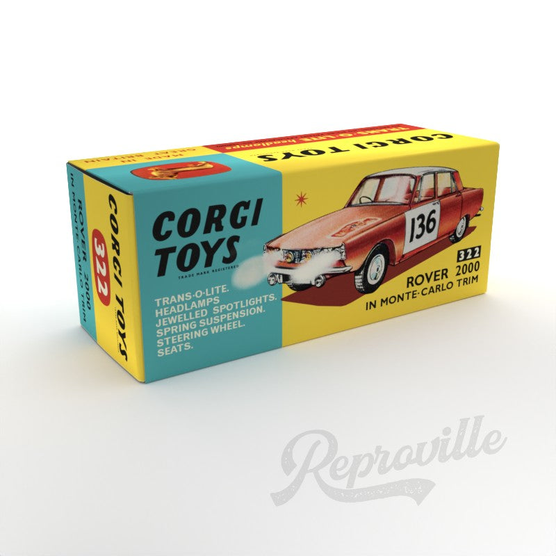 Corgi 322 - Rover 2000 In Monte Carlo Trim Reproduction Box