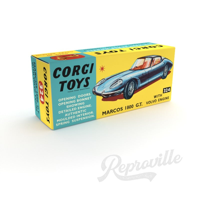 Corgi 324 - Marcos 1800 GT With Volvo Engine Reproduction Box