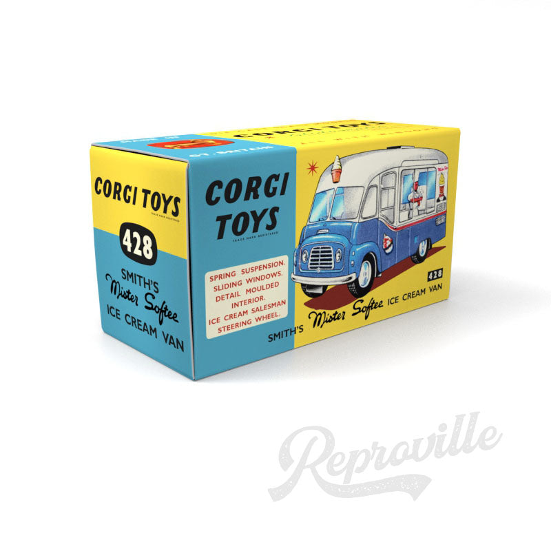 Corgi 428 - Smiths Mister Softee Ice Cream Van Reproduction Box