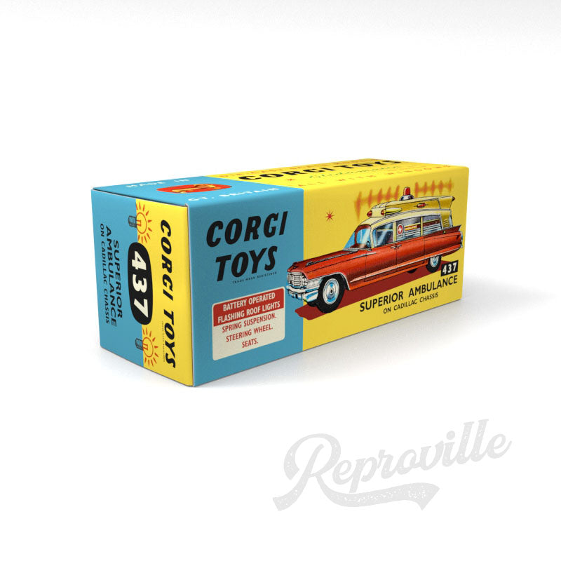Corgi 437 - Superior Ambulance on Cadillac Chassis Reproduction Box