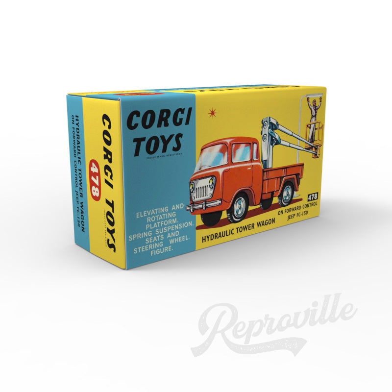 Corgi 478 - Hydraulic Tower Wagon Forward Control Jeep FC-150 Reproduction Box
