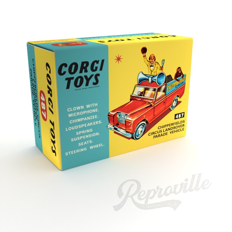 Corgi 487 - Chipperfields Circus Landrover Parade Vehicle Reproduction Box